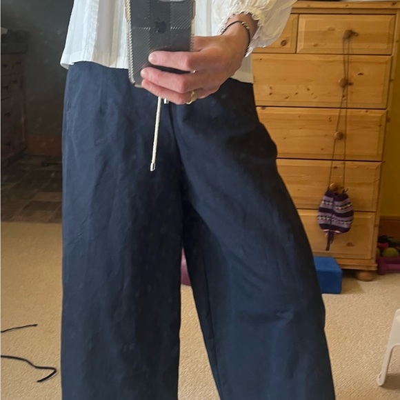 G. Label Goop wide leg linen pants Size 4 Navy Blue NWOT - Picture 13 of 14